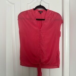 Jacob Tie Front Coral Bright Pink Button-Down Sleeveless Blouse in size XS